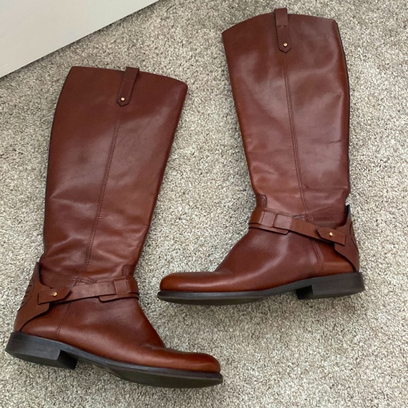 Mint condition brown leather Tory Burch knee high riding boots, 8.5 - Picture 1 of 5